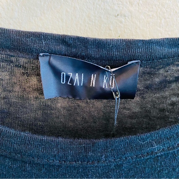 OZAI N KU NWT Color BLOCK LINEN SWEATER, BLACK/WHITE sz XS - Picture 4 of 6